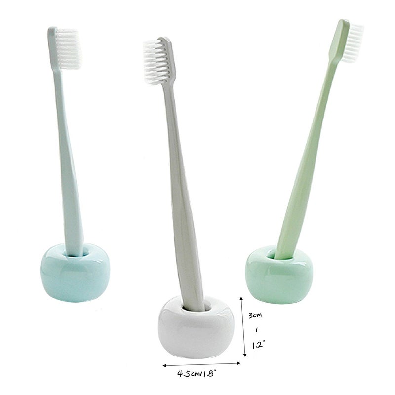 Apol Set of 3 Pcs Mini Ceramic Toothbrush Holder Stand,Pen Stand Rings,Storage Organizer for Bathroom Countertop - Image 2